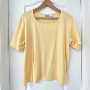 Tabi International - Yellow Soft Tee Scoop Neck Short Sleeve Top Size L